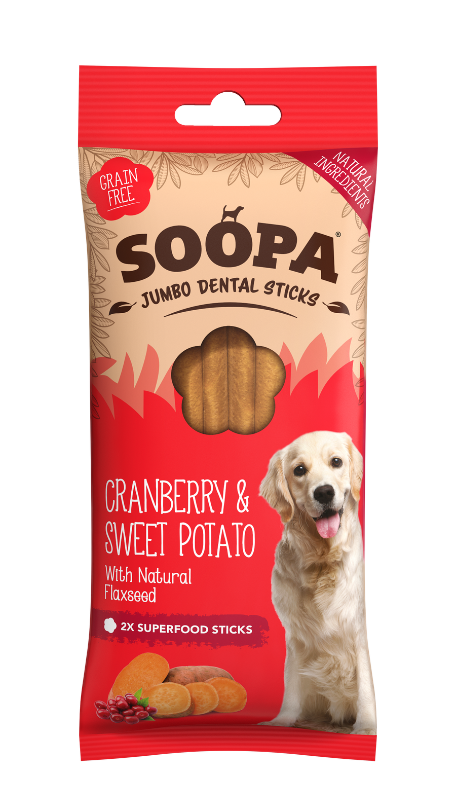 Cranberry & Sweet Potato Jumbo Dental Stick 170g