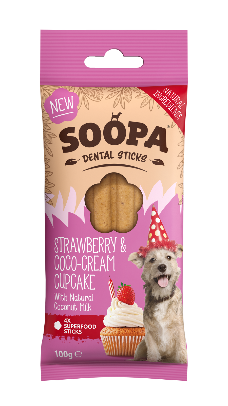 Strawberry & Coco-Cream Cupcake Dental Sticks