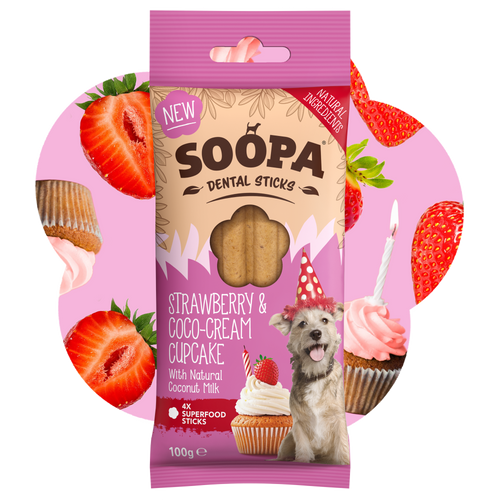 Strawberry & Coco-Cream Cupcake Dental Sticks