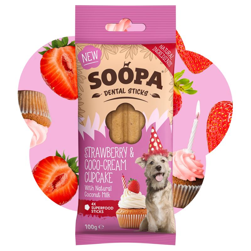 Strawberry & Coco-Cream Cupcake Dental Sticks