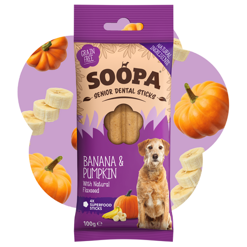 Banana, Pumpkin & Flaxseed Dental Sticks for Senior Dogs