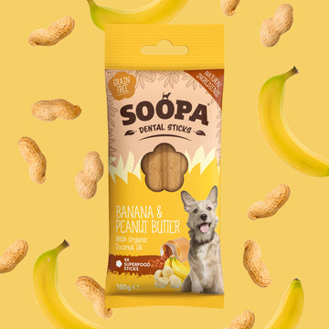 Banana & Peanut Butter Dental Sticks for Dogs