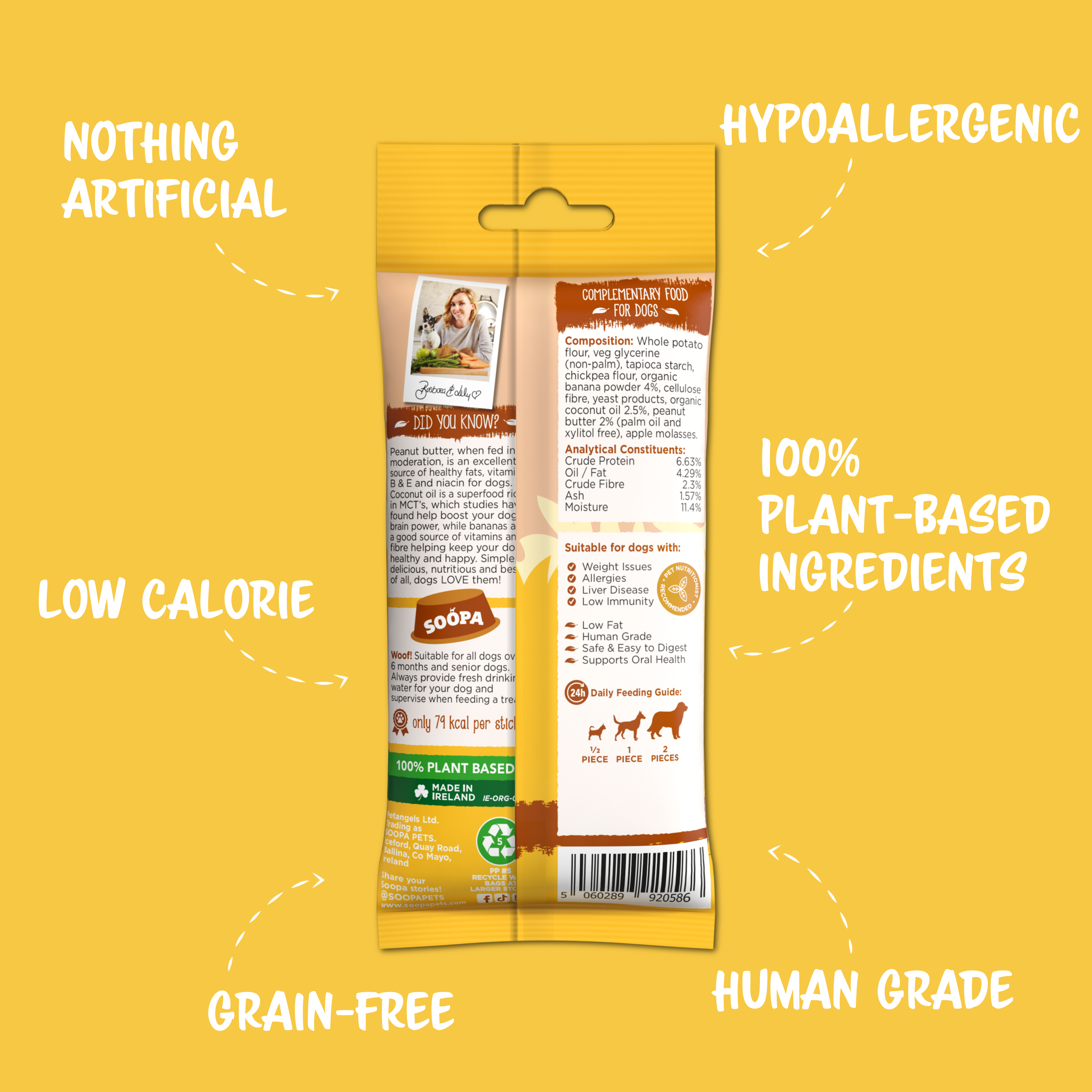 Banana & Peanut Butter Dental Sticks | Soopa Pets